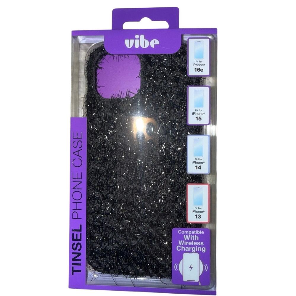 New Vibe iPhone MagSafe Glitter black Phone Case Tinsel Fits iPhone 16e 15 14 13